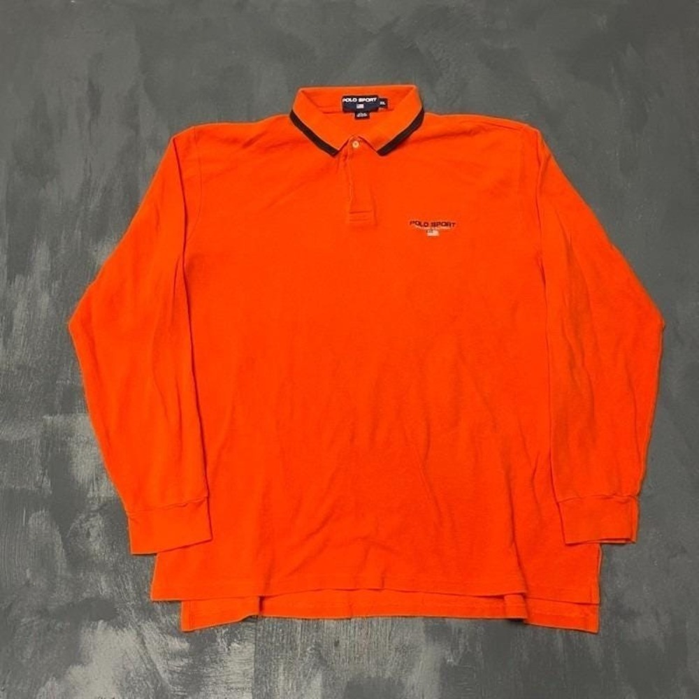 Vintage Long Sleeve Polo Shirt Men XXL Orange 2000s Polo Sport Ralph Lauren